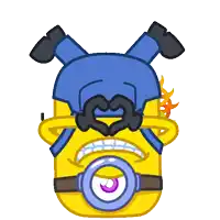 a cartoon minion making a heart shape with its hands