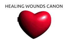 two heart shaped buttons with the words healing wounds canon on the top