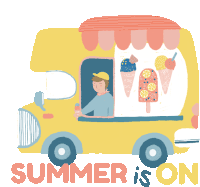 Ice Cream Truck Summer Sticker - Ice Cream Truck Ice Cream Summer Stickers