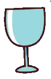 a cartoon drawing of a wine glass with a blue stem and base .