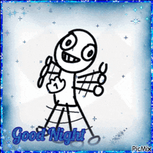 a drawing of a stick figure with the words good night
