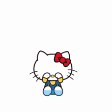 a drawing of a hello kitty with the words hong biet ai kia kia written above it