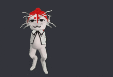 a white cat with red hair and a bow tie