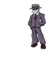 a cartoon character in a suit and top hat is holding a contract