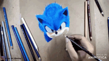 a drawing of sonic the hedgehog is being made in animatica