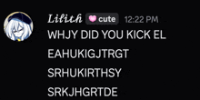 a screenshot of a message from lilith at 12:22