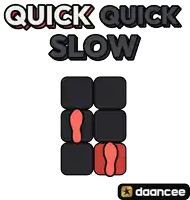 a poster that says quick quick slow with a red ball in the middle