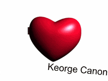 two red hearts with a picture of a man and the name keorge canon