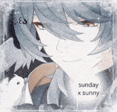 a sunday x sunny sticker with a picture of a person