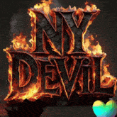 a logo for ny devil is burning in flames