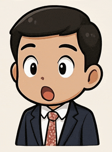 a cartoon drawing of a man wearing a suit and tie