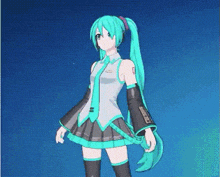 hatsune miku is a female anime character with long green hair and a tie .