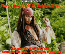 jack sparrow from pirates of the caribbean is holding a sword and the rum