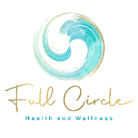 full circle health and wellness logo with a blue wave