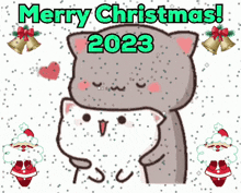 Merry Christmas 2023 Peach And Goma GIF - Merry Christmas 2023 Peach And Goma Peach Cat GIFs