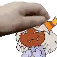 a cartoon character with a crown on his head is being held by a slipper .