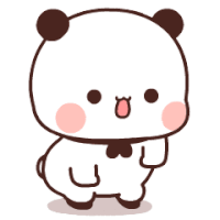 a cartoon panda bear with a bow tie is standing on its hind legs .