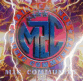 a logo for the alliance music community with lightning coming out of it