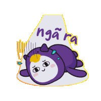 a sticker of a purple cartoon character with the words nga ra written on it
