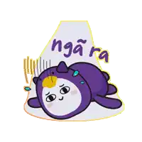 a sticker of a purple cartoon character with the words nga ra written on it