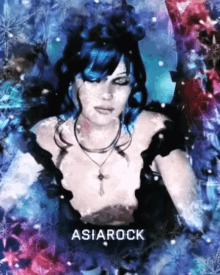 a poster of a woman with blue hair and the name asiarock