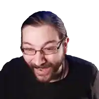a man with glasses and a beard is making a face
