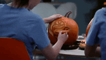 Greys Anatomy Jules Millin GIF - Greys Anatomy Jules Millin Pumpking Carving GIFs