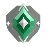 a badge with a green diamond in the middle