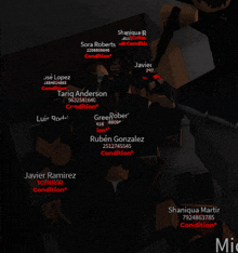 a group of people are playing a video game and one of them has the name javier ramirez on it