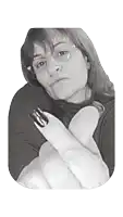 a black and white photo of a woman with the time of 17:25 on her screen
