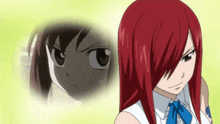 a girl with red hair and a blue bow tie