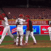 baseball players on a field with a banner that says starters