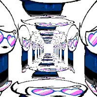 a cartoon drawing of a person wearing sunglasses and hearts