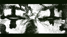 a black and white drawing of a person 's face with the word tokyo on the bottom left