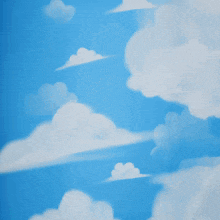 a blue cartoon character is flying through the air with his mouth wide open