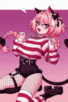 a drawing of a girl with a cat ear