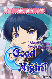 a picture of a boy with the words good night sweet dreams above him