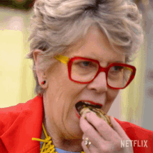 Eating Prue Leith GIF - Eating Prue Leith The Great British Baking Show Holidays GIFs