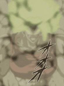 a cartoon drawing of a muscular man with a green hair