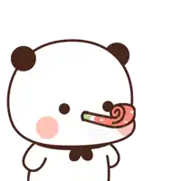 a cartoon panda bear with a long tongue sticking out of its mouth