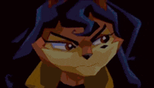 a close up of a cartoon character with a serious look on his face .