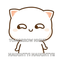 a cartoon cat says tomorrow night naughty and naughty