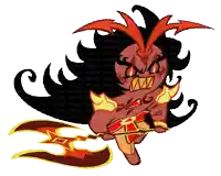 a pixel art drawing of a monster with a sword and flame coming out of it 's mouth .