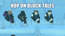 a video game called hop on block tales is being played on a computer