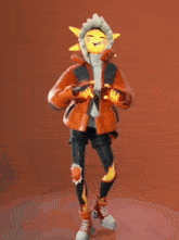 a cartoon character with a yellow face and a sun on his head