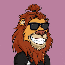 a lion wearing sunglasses and a black shirt