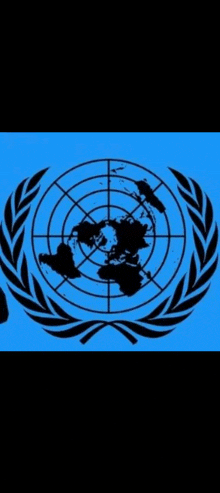 a united nations logo with a globe in the center