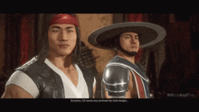 a screenshot of a video game with scorpion saying scorpion of course you survived the time merger