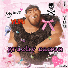 a picture of gruchy canon with a pink bow