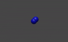a cluster of blue spheres on a grey background